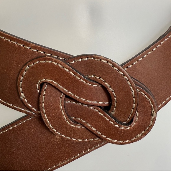 Banana Republic Y2K Boho Belt Brown Leather Buckle Womens Size XS Small Stretch - Picture 3 of 8